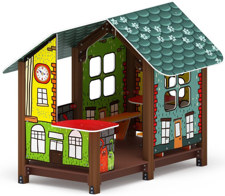 Домик с часами (Город) - МФ 10.01.09-03 Габариты (ШхДхВ): 1720x2500x1940 Зона безопасности, мм: 2720х3500