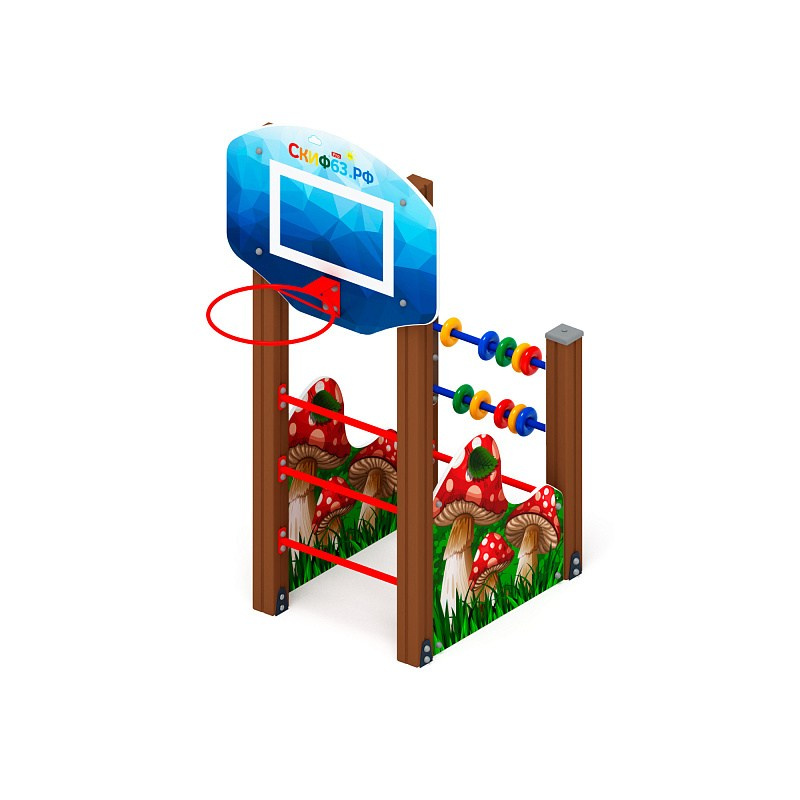 Спортивная серия тип 1 Мухоморчик - СК 1.01.07-01 Габариты (ШхДхВ): 1625x1000x2200 Зона безопасности, мм: 4625х4000