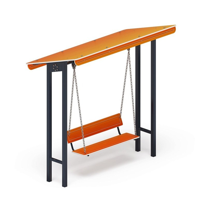 Качели-диван с навесом - МФ 43.01.02 Габариты (ШхДхВ): 2220x1140x2240 мм Зона безопасности, мм: 2220х7600