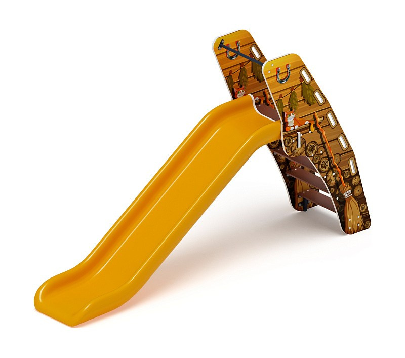 Горка пластиковая - ИО 42.01.01-06 - (желтый скат) H=1200 (Эко) Габариты (ШхДхВ): 3480х750х2000 Зона безопасности, мм: 6980х3750 Скат горки: H=1200 (пластиковый скат) Возрастные ограничения от 3 до 12 лет, весом не более 70 кг