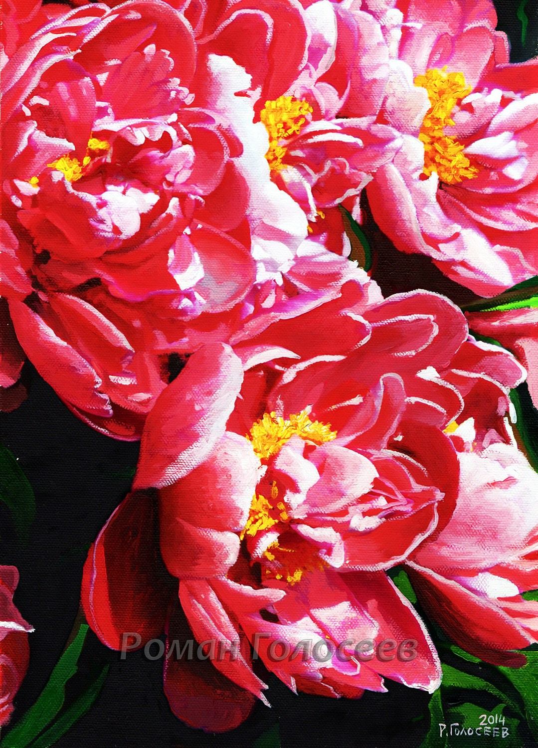 "Пионы", 30х20, холст, масло, 24.07.2014