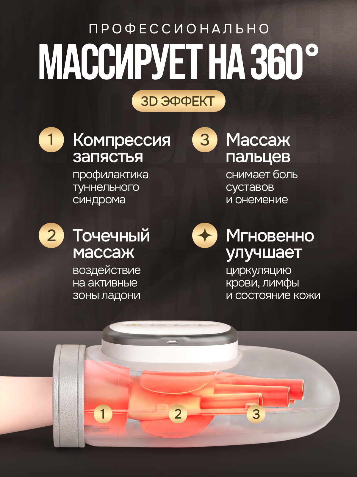 Массажер для рук. Дизайн карточек для маркетплейсов