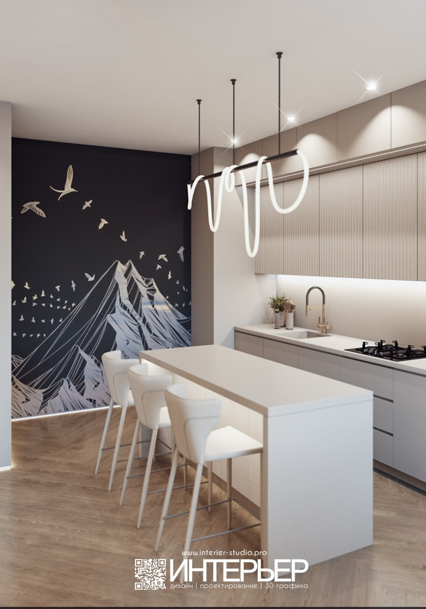 Михаил ЖК Печорин. Кухня. Исправления. Дизайн интерьера, 3D визуализация и 3D моделирование. Создание проектов и чертежей. КМВ: Кисловодск, Пятигорск, Ессентуки и удаленно