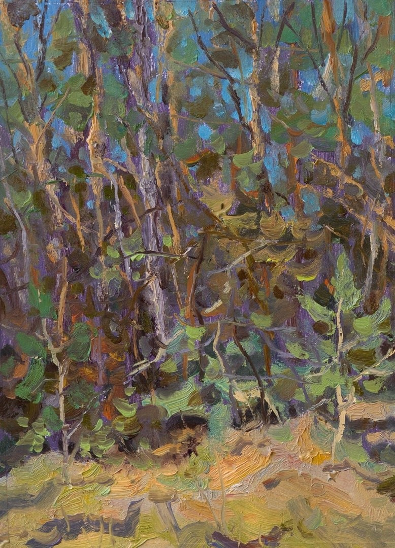 У леса. Художник Александр Каверин