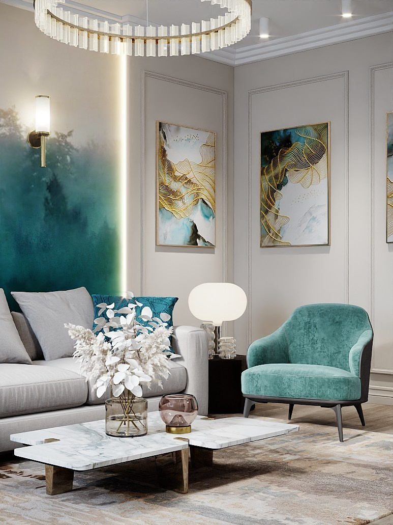 Дом с бирюзовыми акцентами. Студия дизайна