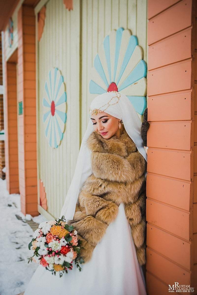 фотограф на никах, никах фотосессия, платье на никах, платок на никах, фотосессия Марджани, Татарская усадьба, никах зимой