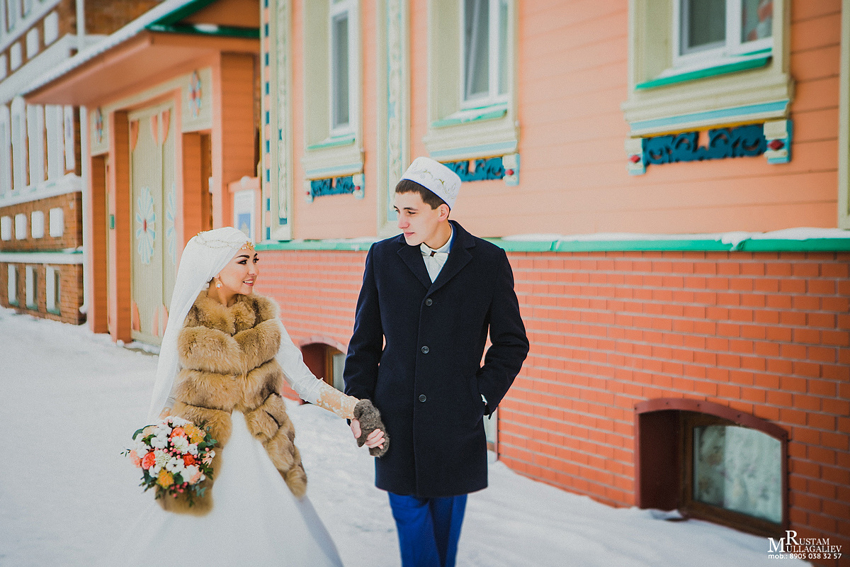 никах зимой, фотограф на никах, никах фотосессия, никах в мечети, мечеть Марджани Казань, татарская усадьба