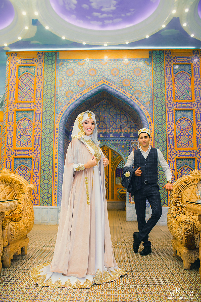 фотограф на никах, никах фотосессия, платье на никах, платок на никах, костюм жениха, фотосессия в ресторане, ресторан Шах Казань