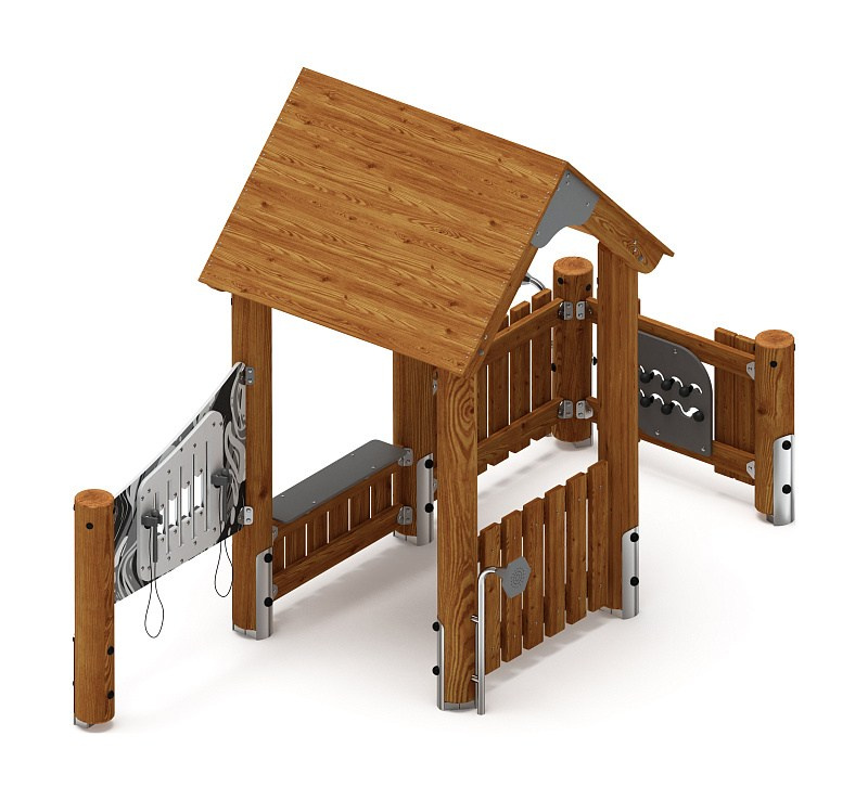 Домик (лиственница темный) МФ 10.24.01-Л.И1.01 Габариты (ШхДхВ): 1880х3660х2500 Зона безопасности, мм: 4880х6660