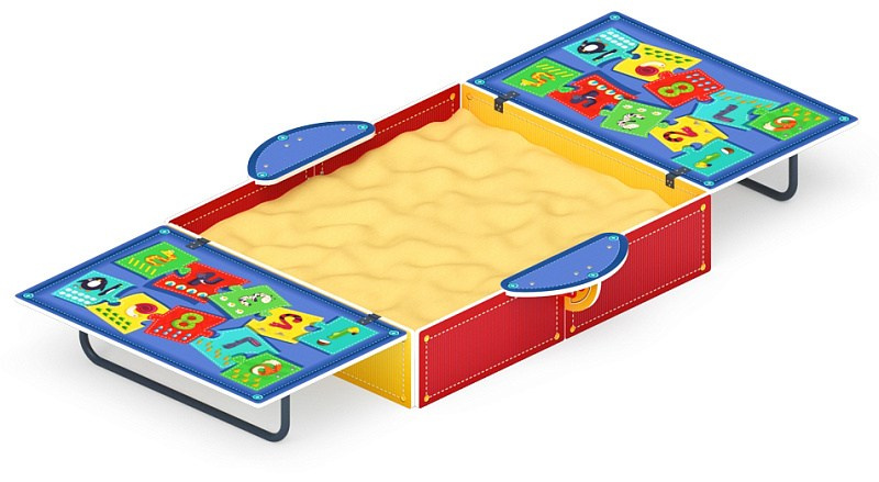 Песочница с крышкой средняя (Арифметика) - ИО 5.01.11-07 Габариты (ШхДхВ): в закрытом виде 1500х1500х650 в открытом виде 2990х1500х300Зона безопасности, мм: 3990х2500