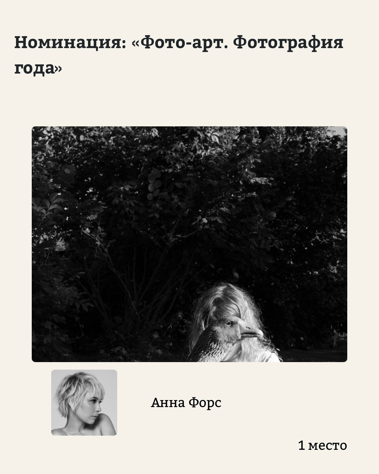 Награды фотохудожника Анны Форс — Победитель BICFP, TopPhotoAwards и финалист Liquida Grant. Арт-ню фотограф, Фотохудожник в Москве Анна Форс