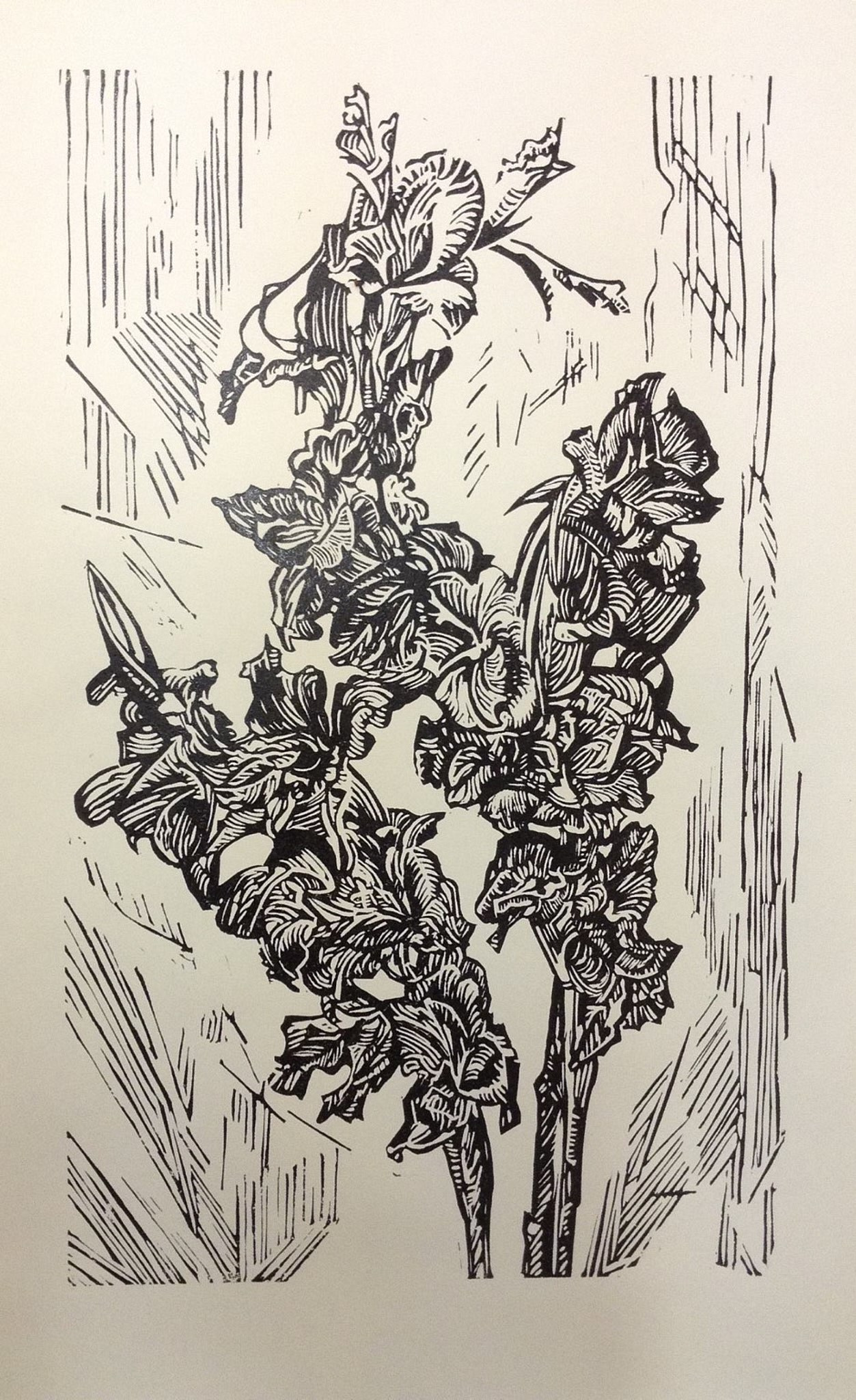 Виктория Афонская "Гладиолусы-3" 60х40 см, линогравюра, 2019 г., 39 000 руб.