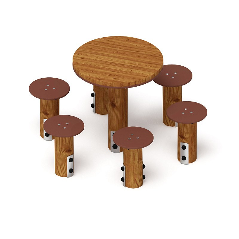 Столик взрослый (лиственница темный) МФ 32.01.05-Л.И1.01 Габариты (ШхДхВ): 1370х1530х850 Зона безопасности, мм: 2370х2530