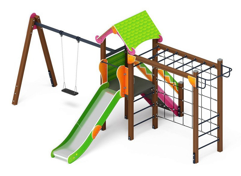 Лукоморье - ДИК 2.25.03-01.С - Игровой комплекс H=1200                                                                                                                      Габариты (ШхДхВ): 6320x4080x3000                                                                                                                                                                    Зона безопасности, мм: 7830х8100                                                                                                                                                                        Скат горки: H=1200 (металлический скат)