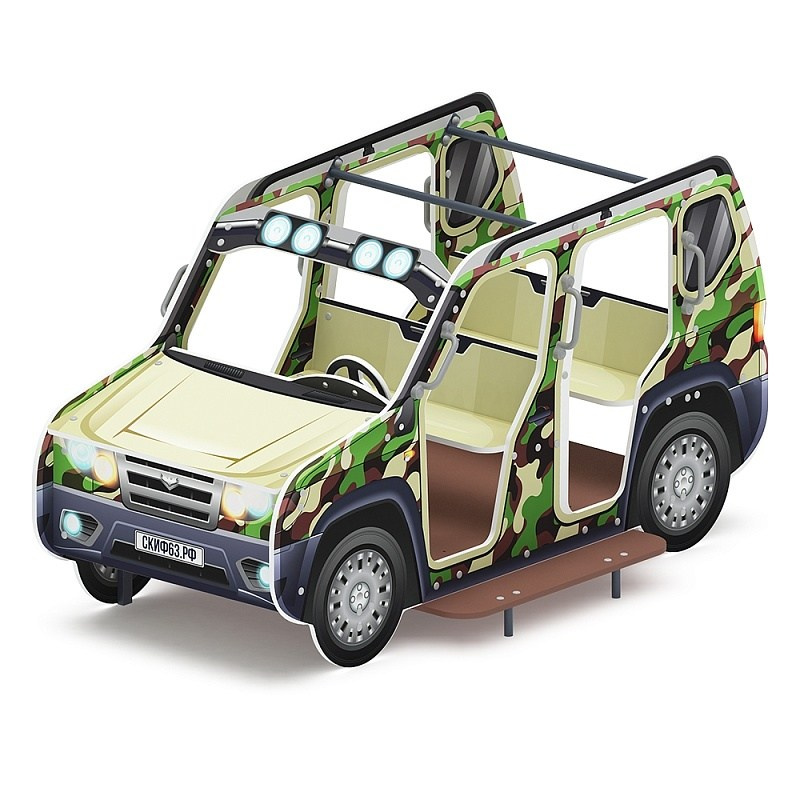 Джип Сафари - Беседка машинка - МФ 10.03.11-10 Габариты (ШхДхВ): 2200x1300x1180 Зона безопасности, мм: 4200х3300