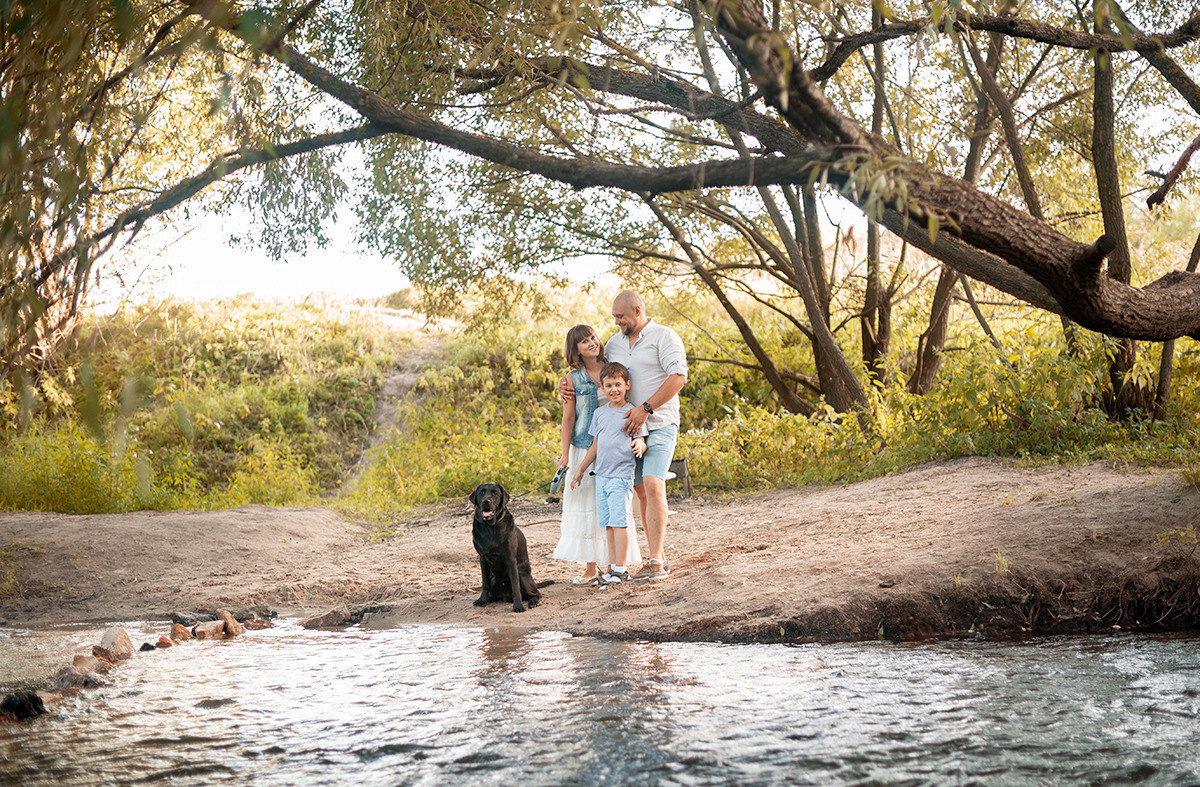 Семейная съёмка с собакой. Семейный фотограф в Домодедово и Москве Елена Пичугина