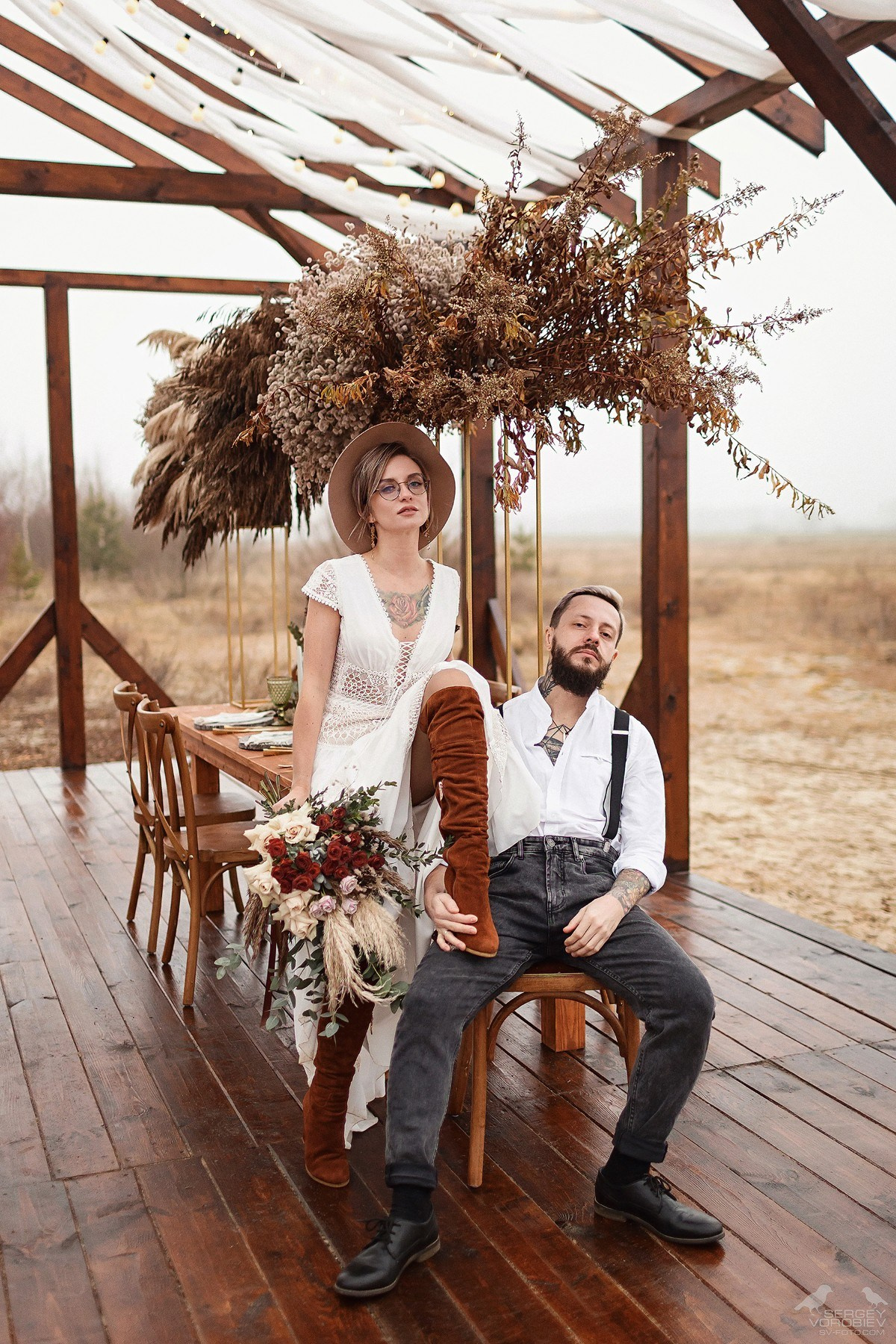 Стильная и дерзкая свадебная фотосессия на природе. Свадебный фотограф в Нижнем Новгороде и Москве Сергей Воробьев