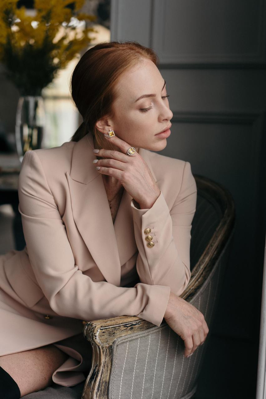 Комплект из серебра 925 пробы с натуральными цитринами. 