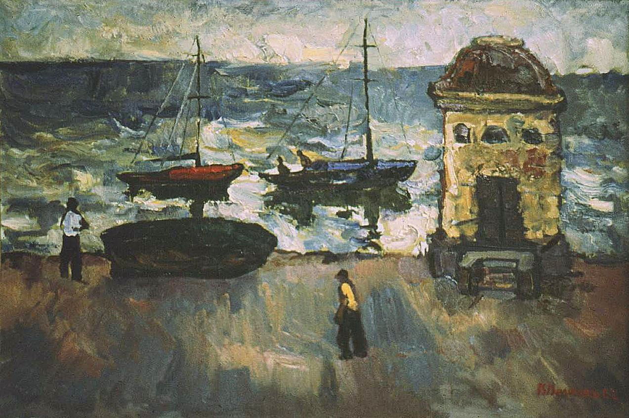 «Набережная в Керчи» 1962 год Собр. В. Ю. Ершова. Москва. Художник Величко Вадим Семёнович