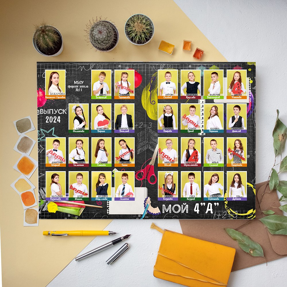 Выпускные альбомы в школу 4 класс 2 разворота лайт  заказать Иваново Ярославле Костроме Владимире. Выпускные альбомы в Иваново в детский сад и школу. Александр и Светлана Янкины