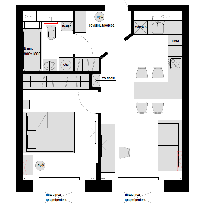 Квартира для девушки в Жк Бунинские луга. Главная