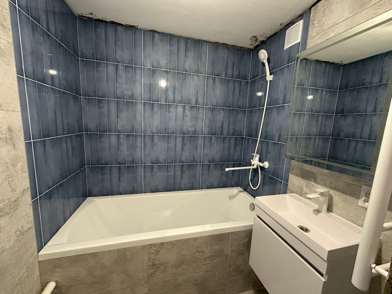 Ванная комната (ул. Четаева д. 46). Ремонт санузла, туалета, ванной под ключ в Казани. Укладка плитки