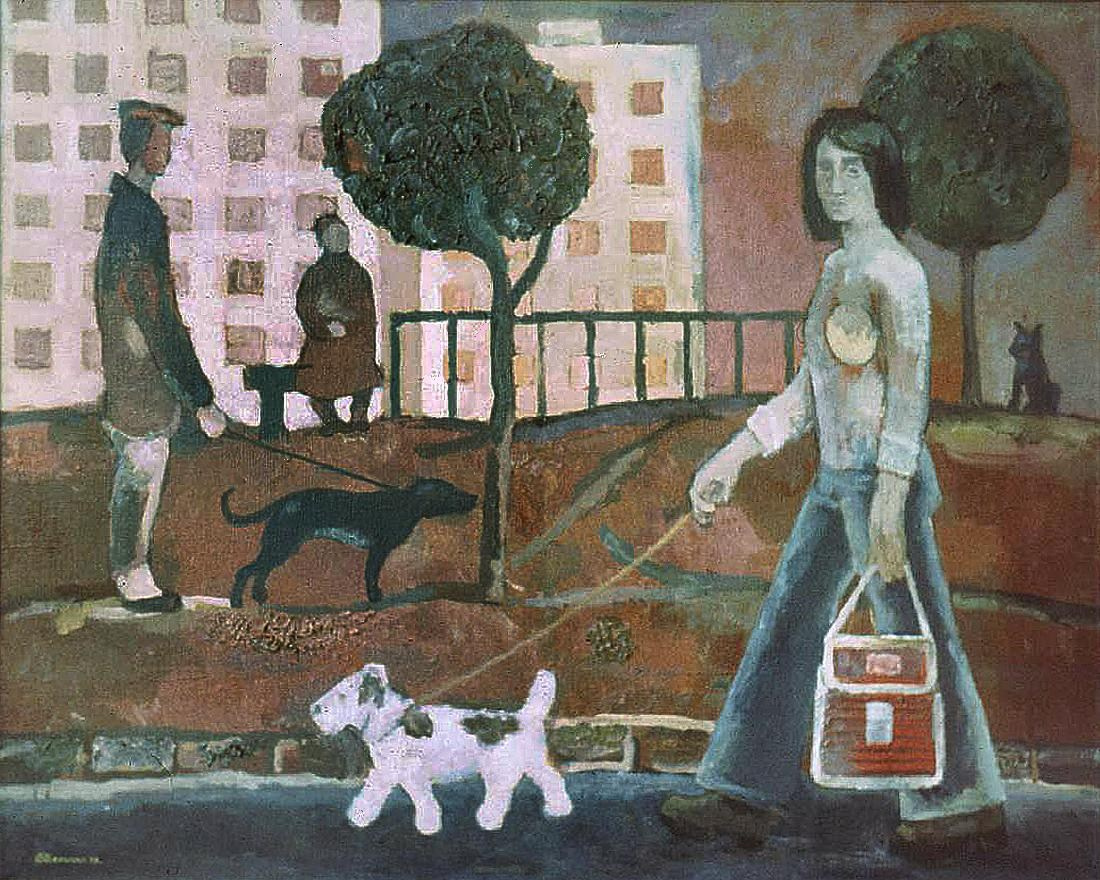 «Собачьи прогулки» 1978 год Собр. Ф.Ваккари. Италия. Художник Величко Вадим Семёнович