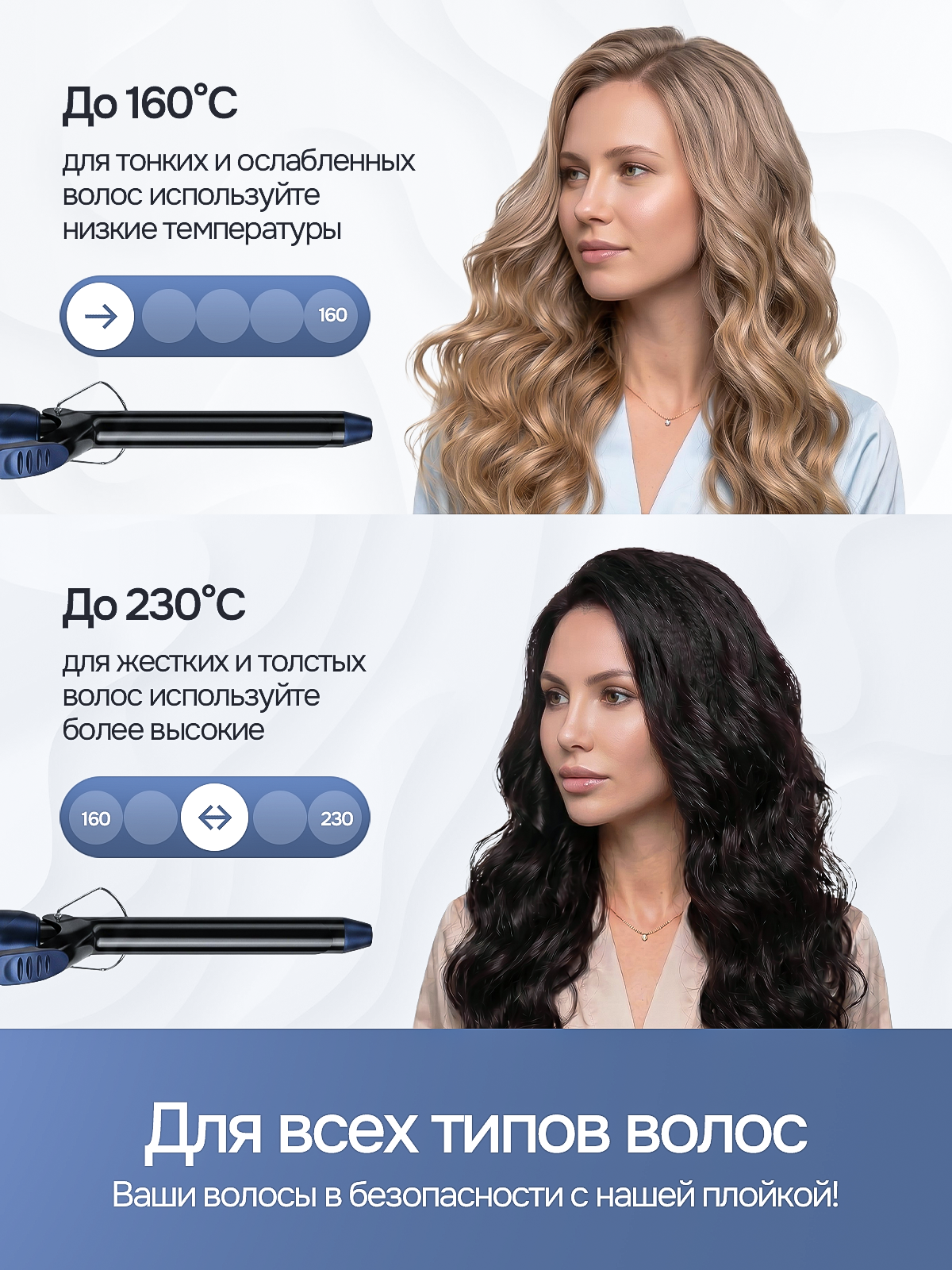 Плойка для волос. Дизайн карточек для маркетплейсов
