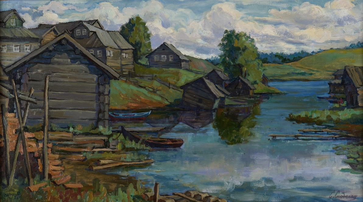 Бани на Нижмозере. Холст, масло