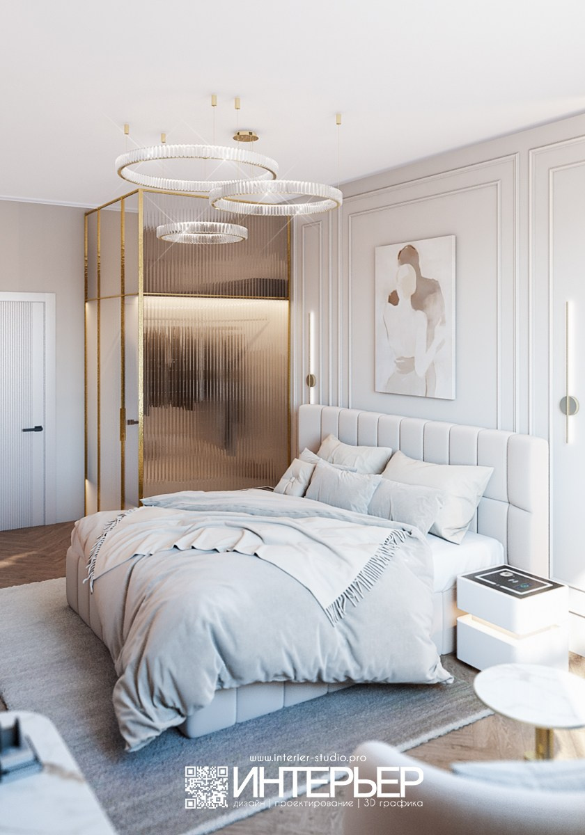 Спальня для Ольги ЖК Парковый. Дизайн интерьера, 3D визуализация и 3D моделирование. Создание проектов и чертежей. КМВ: Кисловодск, Пятигорск, Ессентуки и удаленно