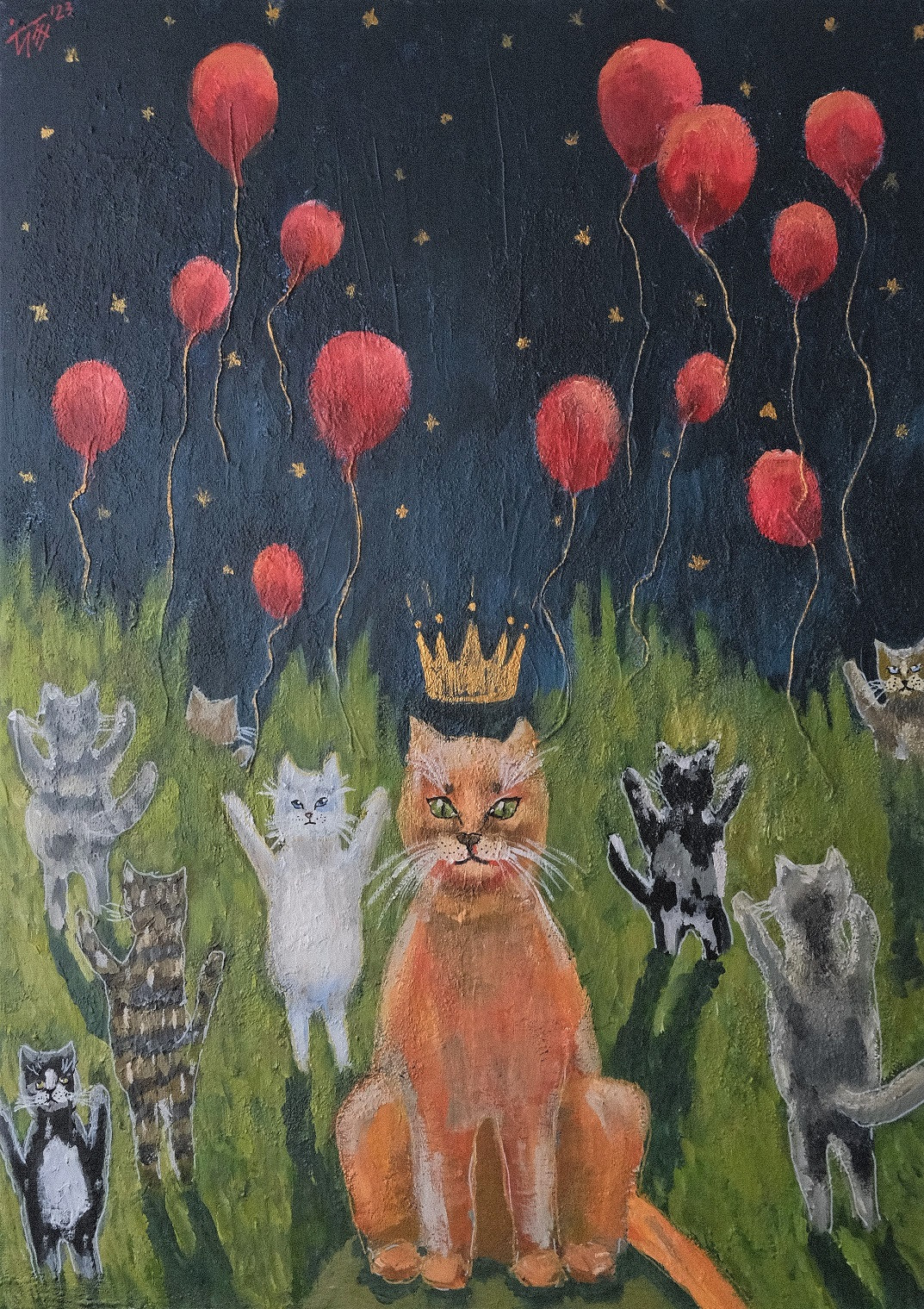 Повелитель шаров. Холст, смешанная техника, 70х50, 2023.