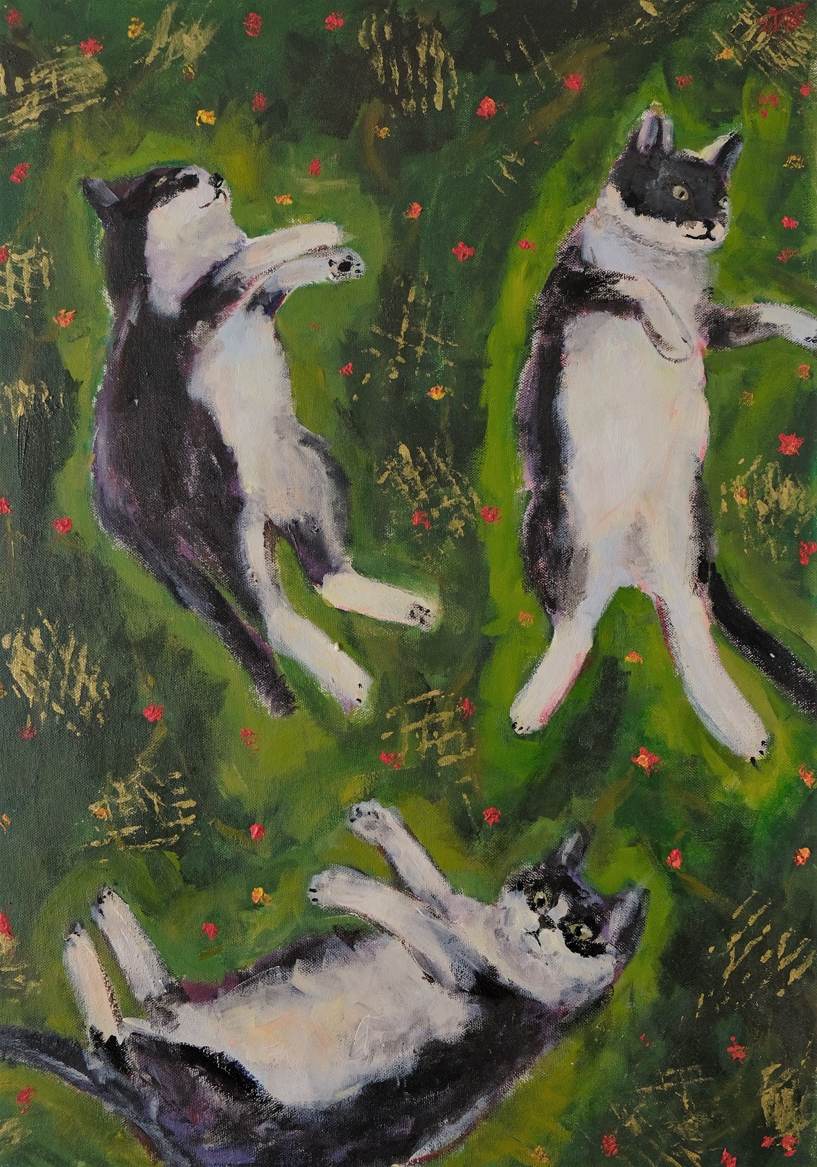 Танцы на траве. Холст, акрил, 70х50, 2023.