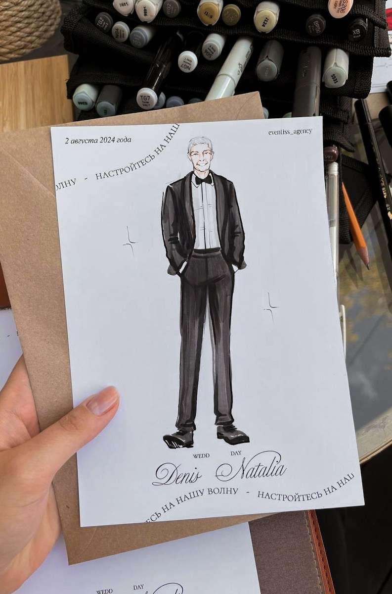 Скетчи  гостей на свадьбах, днях рождениях, праздниках в полный рост. Eventiss art agency| Художники и арт-услуги на мероприятие Москва и МО