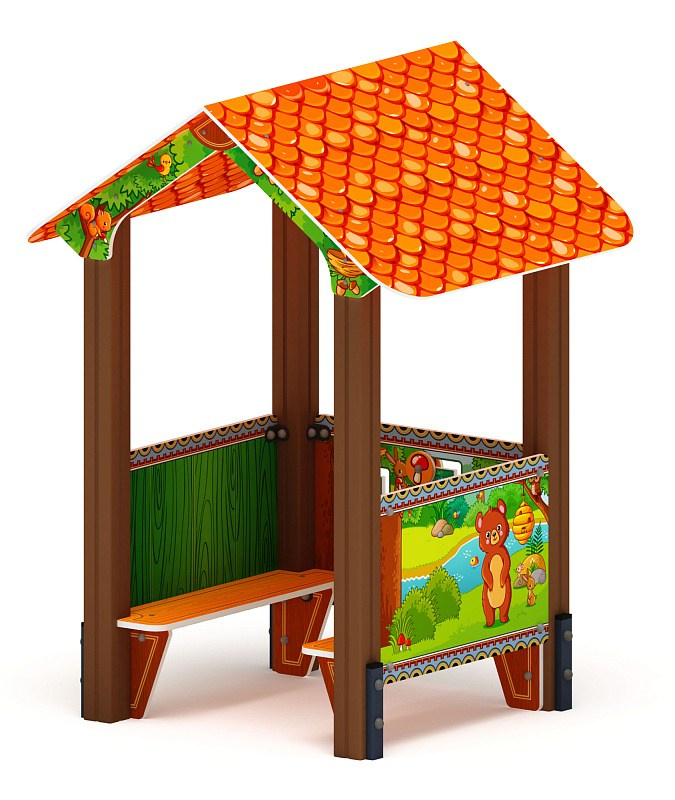 Домик малый 3 (Полянка) МФ 10.01.03-04 Габариты (ШхДхВ): 1420х1200х1850 Зона безопасности, мм: 2420х2200