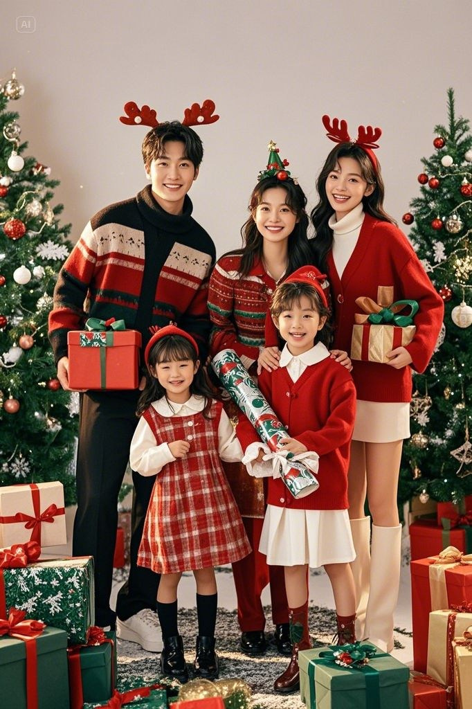 Идеи для новогодней фотосессии в студии на цветном фотофоне. Портретный, свадебный, репортажный фотограф во Владивостоке Юлиана Джули Фокс