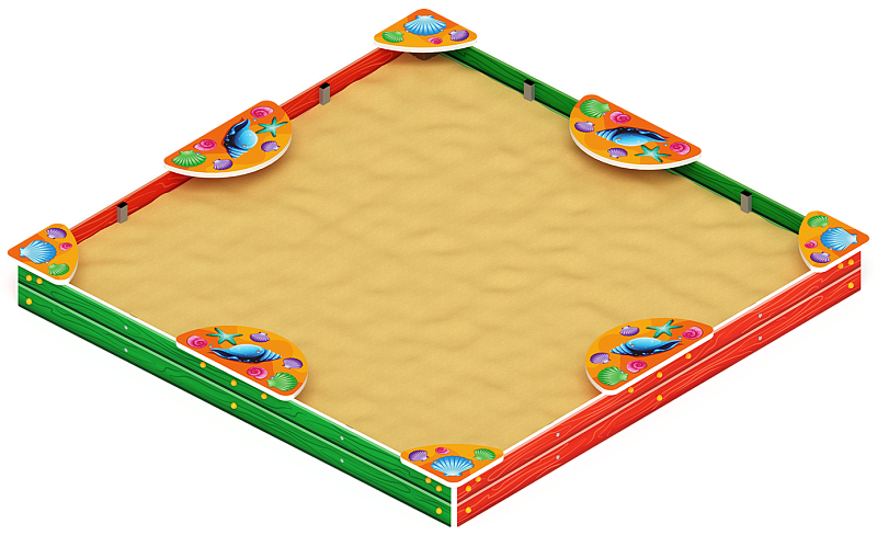 Песочница макси (Ракушки) - ИО 5.01.04-01 Габариты (ШхДхВ): 2500x2500x244 Зона безопасности, мм: 3500х3500