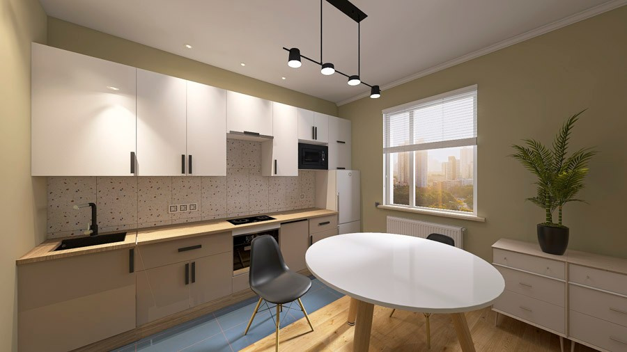Визуализация (рендер) кухни для квартиры под флиппинг