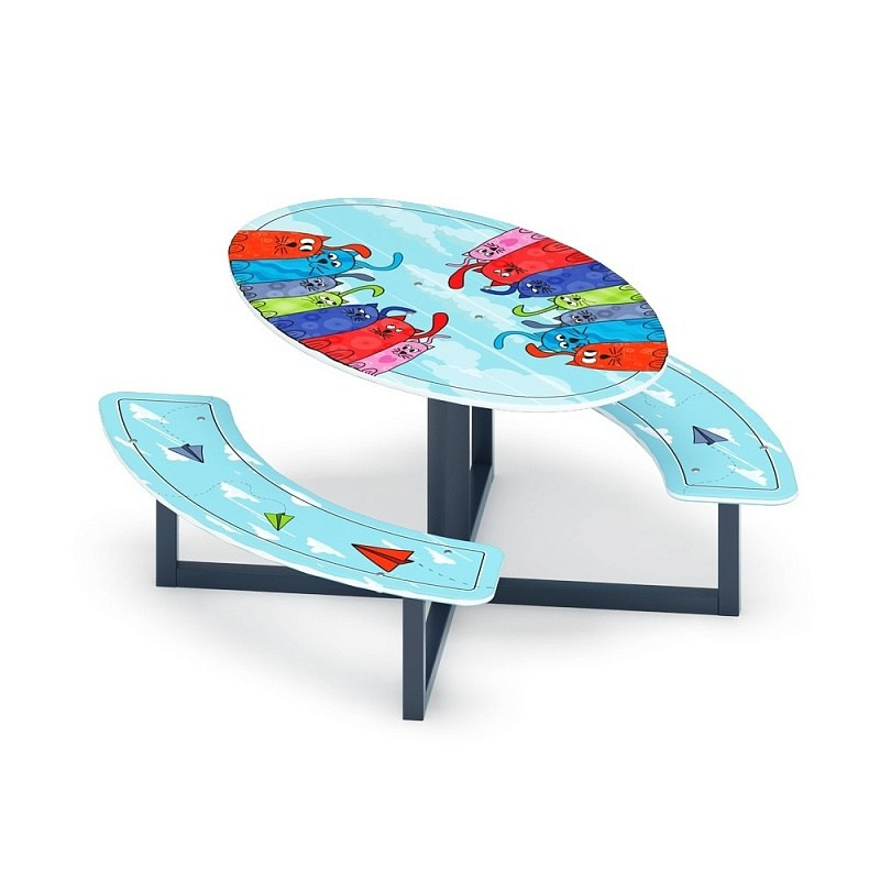 Столик детский круглый (Коты) - МФ 31.01.01-02 Габариты (ШхДхВ): 1165x1180x620 мм Зона безопасности, мм: 2165х2180