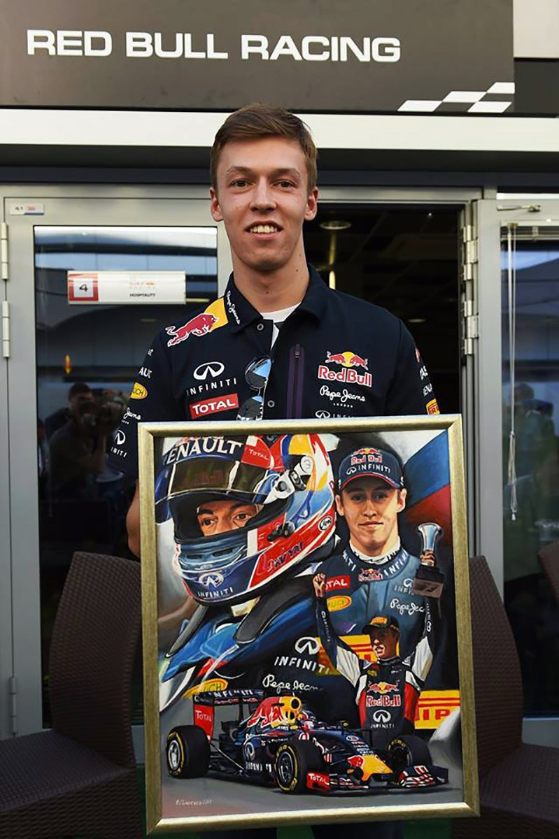 Мою картину подарили Даниилу Квят на гонках Ф-1 в Сочи. 08.10.2015