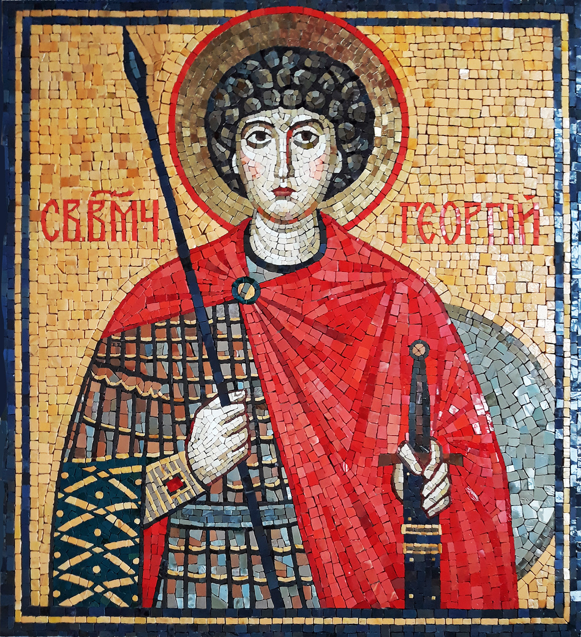 Святой Великомученик Георгий Победоносец. Мозаика из академической смальты