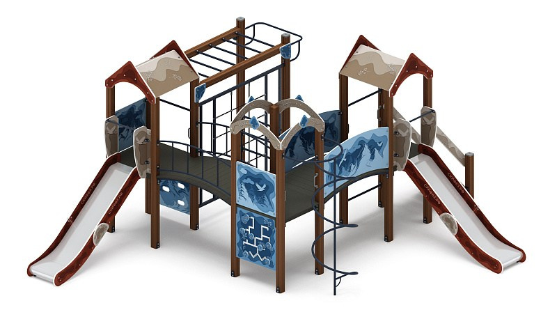 Городок (Алтай) - ДИК 2.01.3.01-04 - Игровой комплекс H=1200                                                                                                             Габариты (ШхДхВ): 6570x5600x3000                                                                                                                                                                      Зона безопасности, мм: 10700х9100                                                                                                                                                                                 Скат горки: H=1200 (металлический скат)
