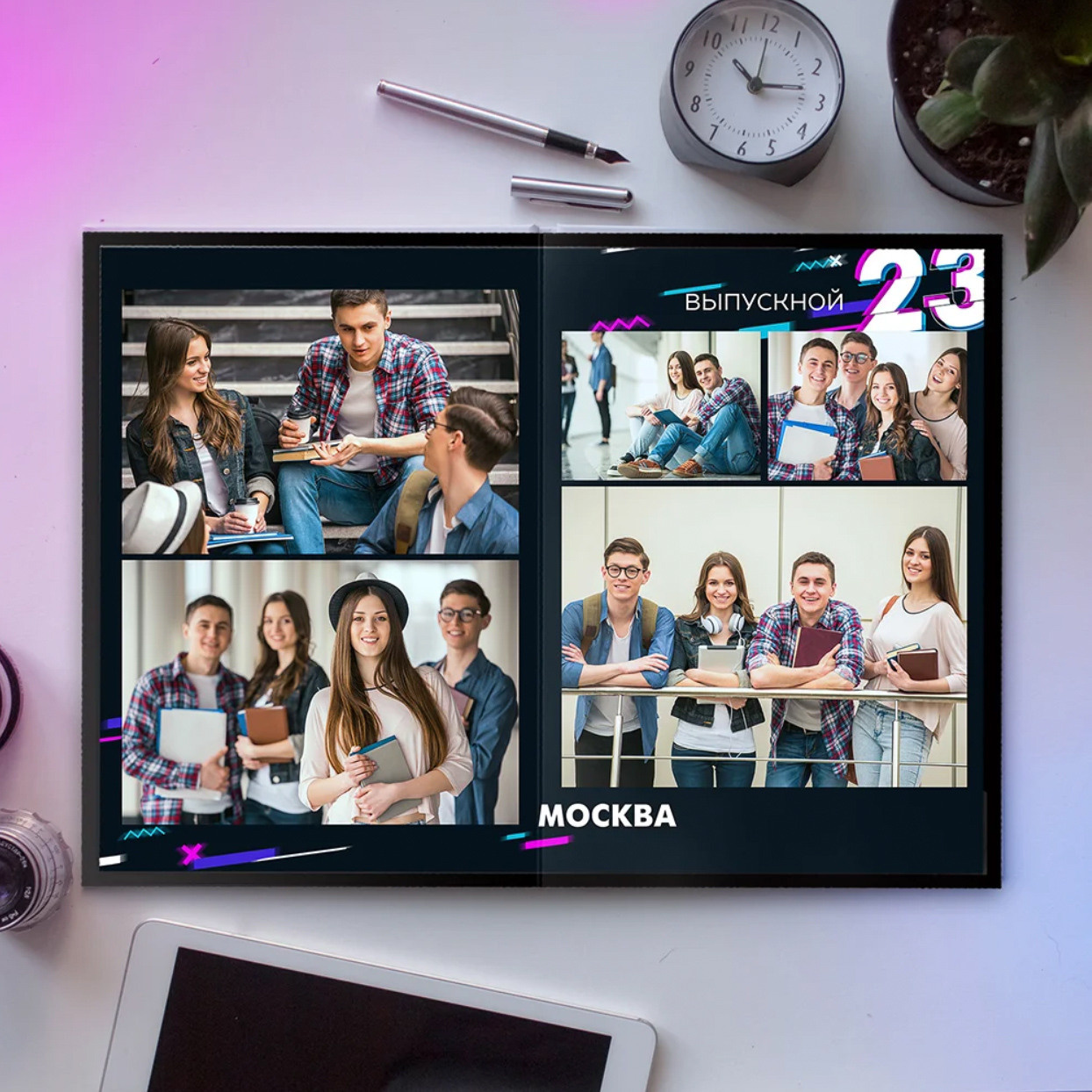 Дизайн альбома Неон. Выпускной школьный альбом в Москве / Школьный фотограф Юлия Михайленко