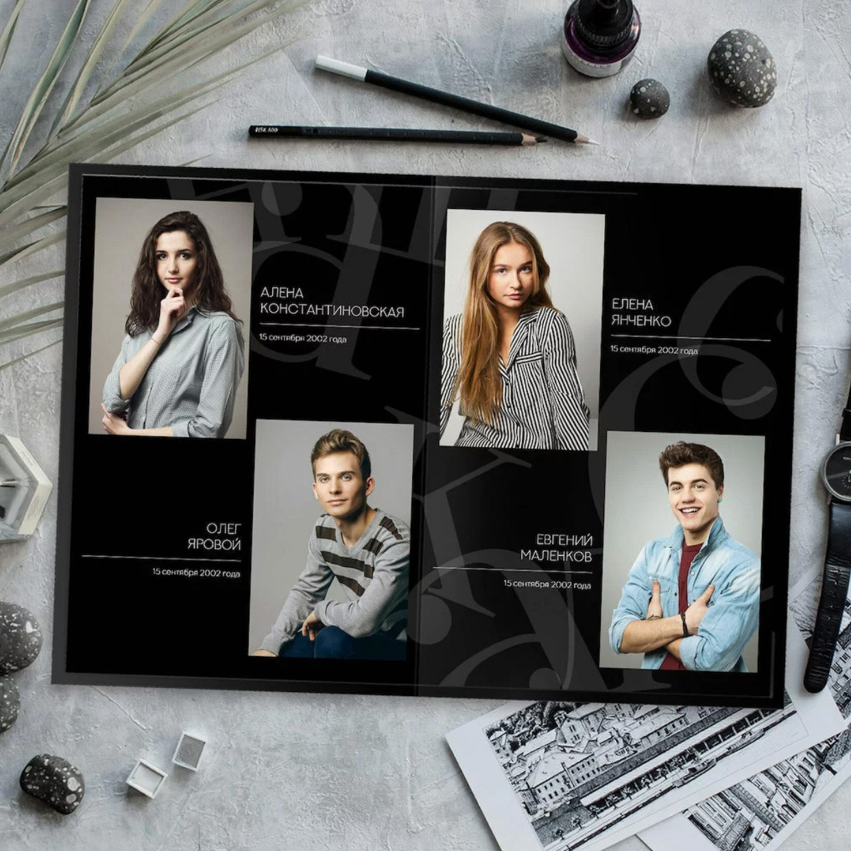 Дизайн альбома Чёрный / Белый. Выпускной школьный альбом в Москве / Школьный фотограф Юлия Михайленко