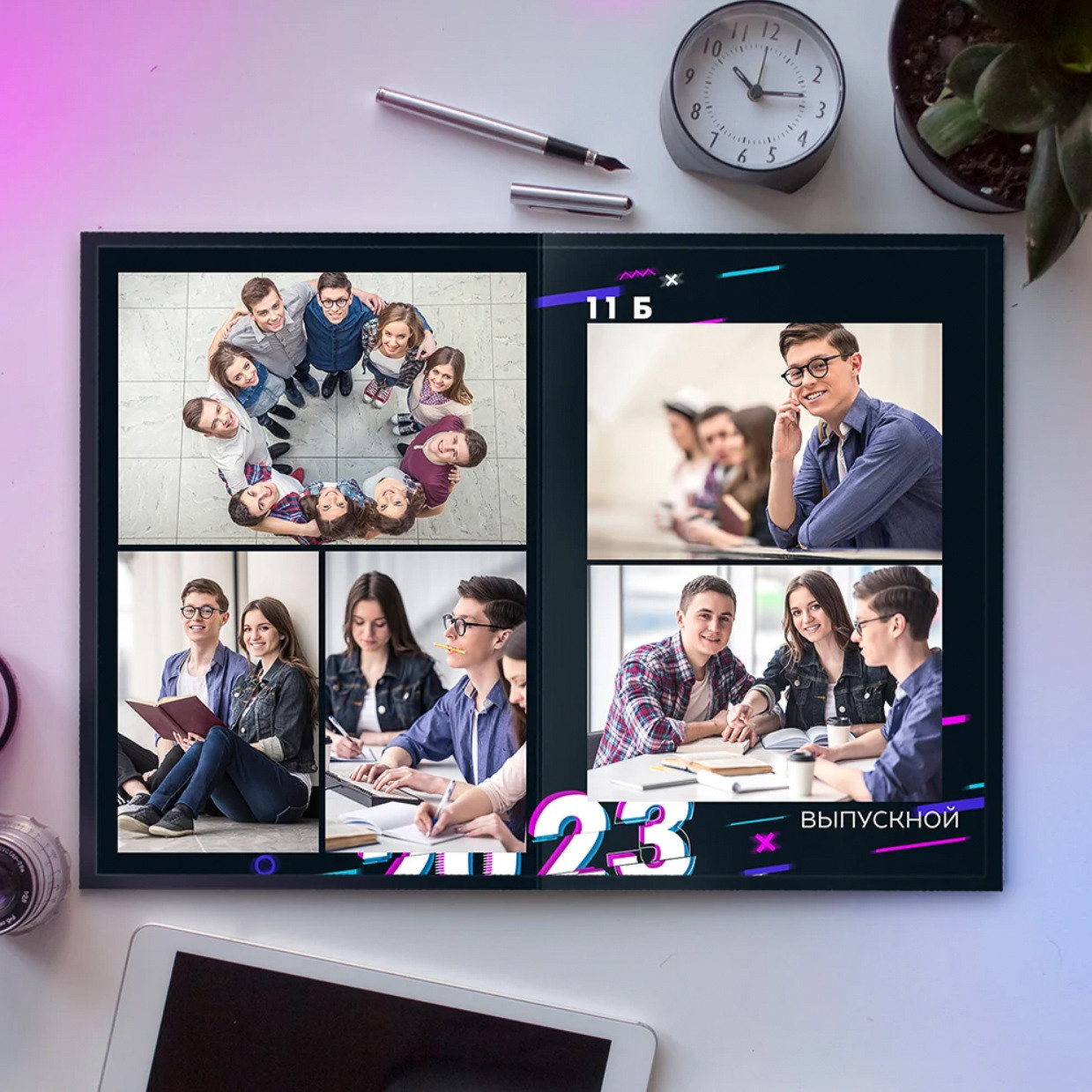 Дизайн альбома Неон. Выпускной школьный альбом в Москве / Школьный фотограф Юлия Михайленко