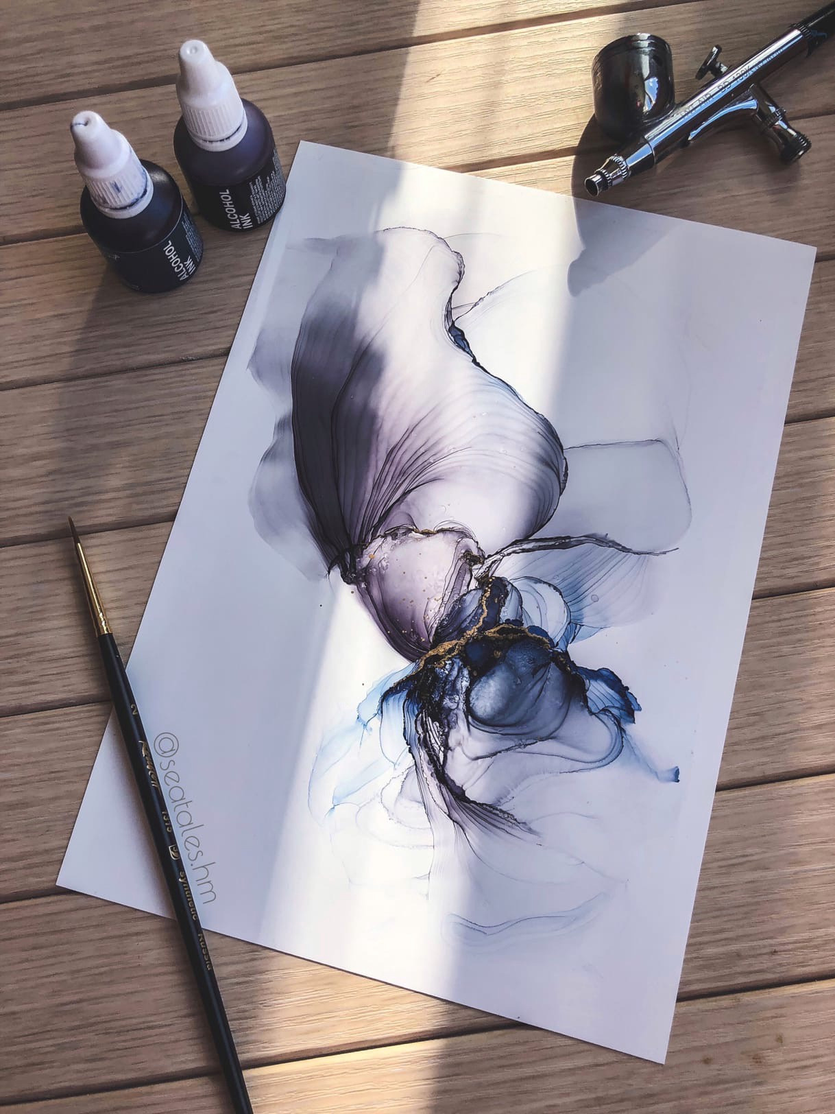 Спиртовые чернила. Seatales — эпоксидная смола и спиртовые чернила