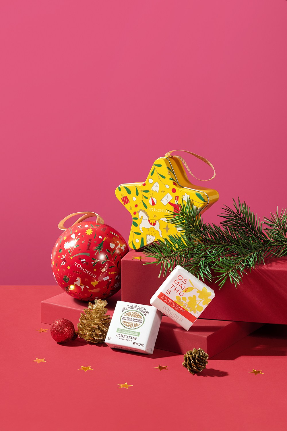 Новогодняя предметная фотосъемка - косметика Loccitane