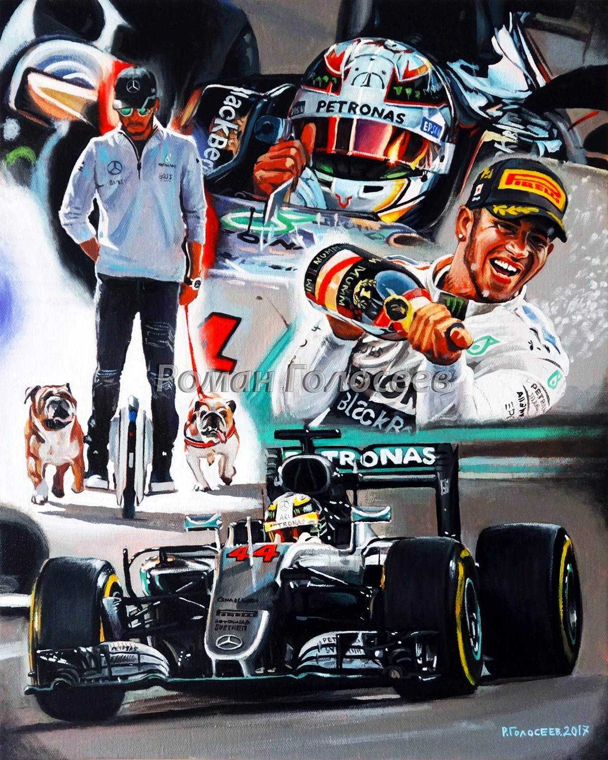 "Легенда Формулы-1, Льюис Хэмилстон", 50х40, холст, масло, 22.03.2017