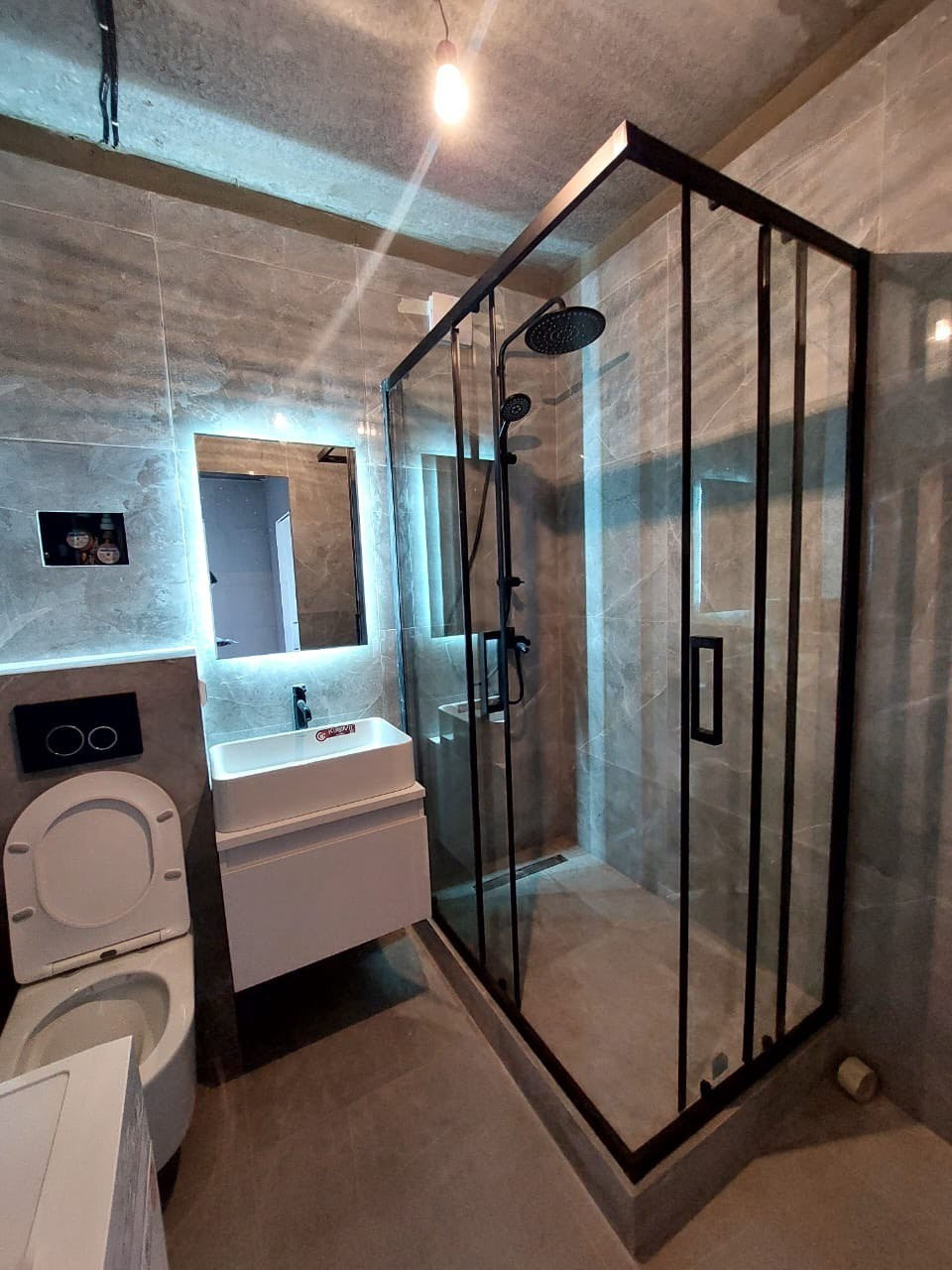 Ванная комната (д. Царево ул. П. Гаврилова д. 2). Ремонт санузла, туалета, ванной под ключ в Казани. Укладка плитки