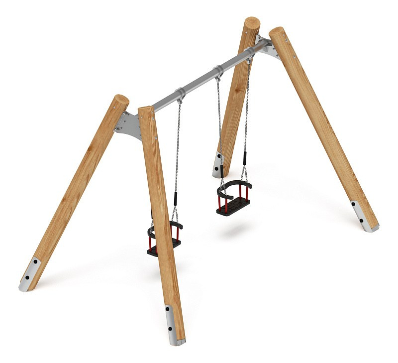 Качели (Лиственница) ИО 12.Р.01.01.01-Л.И2 Габариты (ШхДхВ): 3800х2250х2470 Зона безопасности, мм: 3800х6950 Возрастные ограничения от 3 лет, весом не более 70 кг