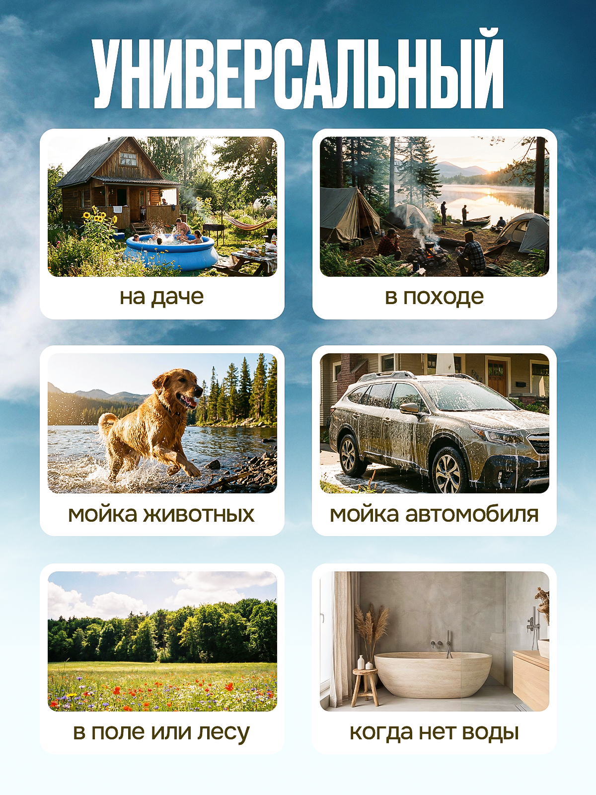 Походный душ. Дизайн карточек для маркетплейсов